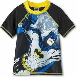 Batman Rash Guard Swim Shirt Boy Size 3T EUC